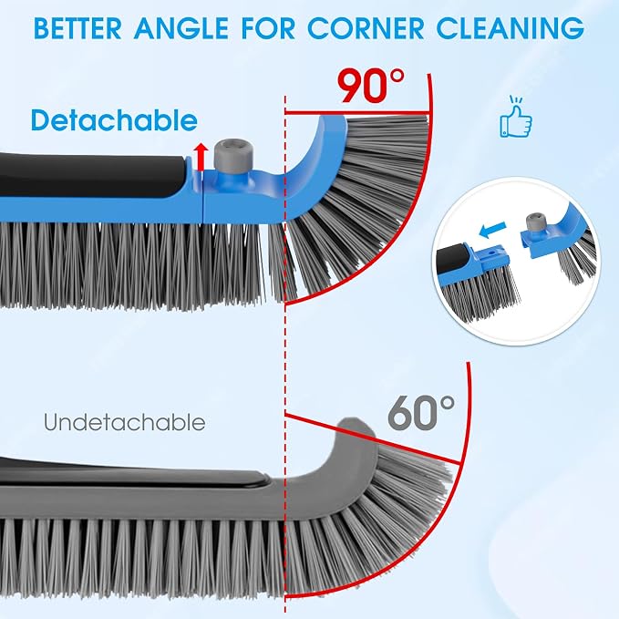 2 in 1 Pool Brush with Pole - 20'' Heavy Duty Swimming Pool Brush & Single Pool Brush Head, 9ft Aluminum Poles, Cleaning Inground & Above Ground Pools