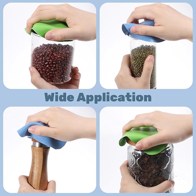 4 Pcs Rubber Jar Opener Grippers,Non-Slip Jar Opener Gripper Pad Rubber Grippers for Opening Jars Easy Grip Kitchen Tool for Opening Lids - Ideal for Arthritis & Weak Hands(Blue,Green)