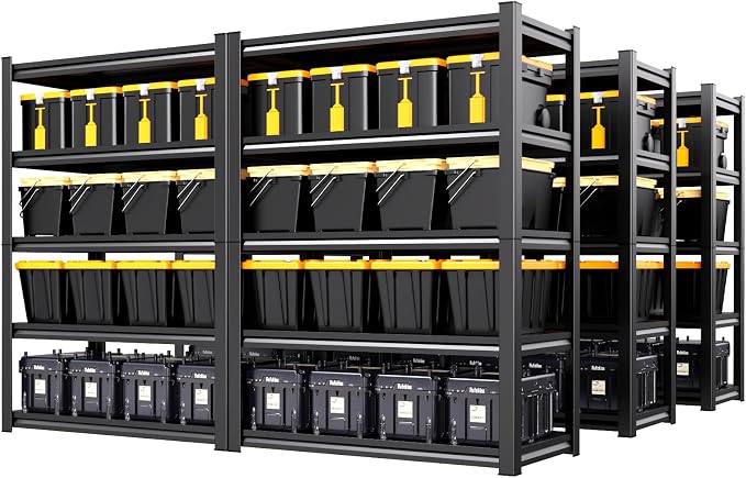 Set of 6 Heavy Duty Garage Shelving, 71.2" Hx46 Wx20 D, Adjustable Storage Shelves Unit for Garage Storage, Metal Shelving & Shelves Organizer for Home, Warehouse, Workshop & Commercial Use
