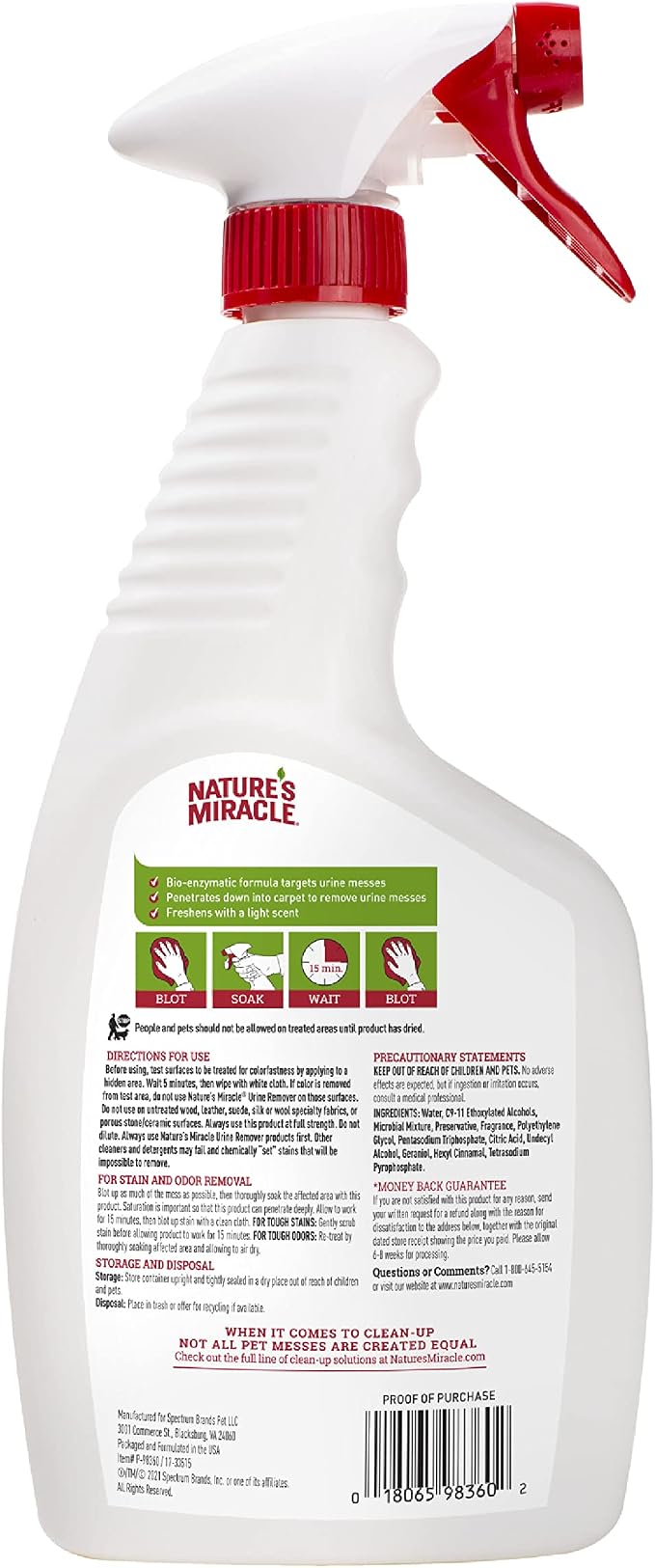 Nature's Miracle Dog Urine Remover, Enzymatic Cleaner, 24 oz | Removes Dog Urine & Yellow Sticky Residue, For Use on Multiple Surfaces, Safe For Pets and Home*, Freshens With Light Scent