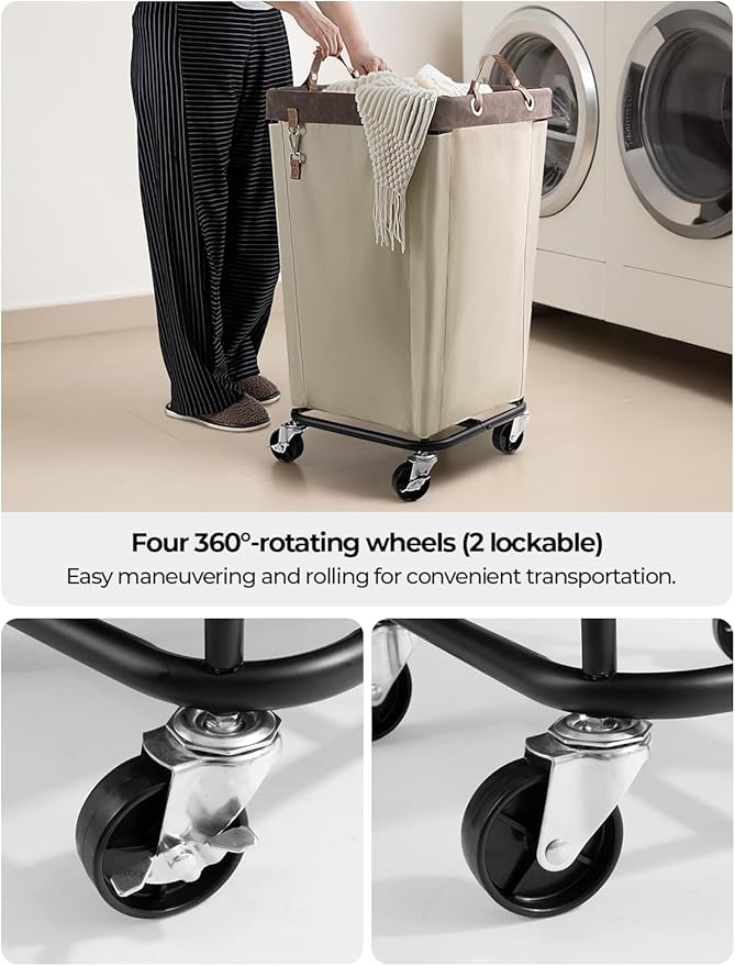 StorageWorks 160L Laundry Basket with Wheels, Rolling Hampers for Clothing