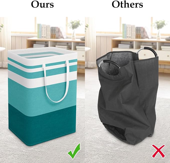 StorageRight Laundry Basket Hamper, 75L Collapsible Clothes Storage, Green | Freestanding Clothes Hampers, Foldable design, with Easy Carry Handles, For Laundry, Bedroom, Dorm, Clothing, Towels, Toys