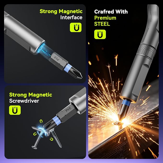 25 in 1 Magnetic Ratchet Screwdriver Set, S2 Steel Bits & 7 CR-V Sockets, Flexible Shaft, Magnetic Multi Bit Screwdriver Kit with Case for Furniture, Electronics, Bicycle & Home Repair