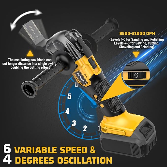 Cordless Oscillating Multi Tool 20V Brushless,Compatible with Dewalt Battery(Tool Only),6 Variable Speed 21000 OPM,Quick Blade Change,Oscillating Power Tools for Wood, Metal, Drywall Cutting