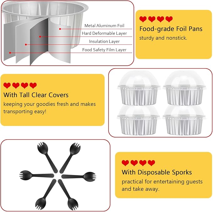5oz Cupcake Pans Muffin Tins with Lids 100 Pack,LNYZQUS Aluminum Foil Mini Cake Baking Pans,Small Baking Cups Containers,Disposable Ramekins Muffin Cups -Silver