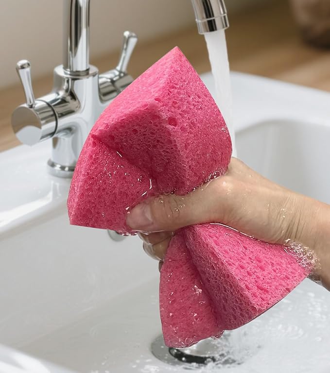 Car Wash Sponges, 3 Pack Extra Thick Large Cleaning Sponge Multi-Purpose for Bathroom Kitchen Bike Boat, Large Size Sponges 4'' X 6'' (Pink)