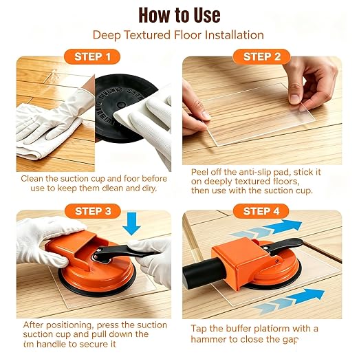 Floor Gap Fixer Tool, Laminate & Vinyl Plank Flooring Repair Kit | Heavy Duty Floor Gap Fixer with Enhanced Suction Cup, Includes Sticky and Buffer Pads to Pull Planks and Fix Floor Gaps