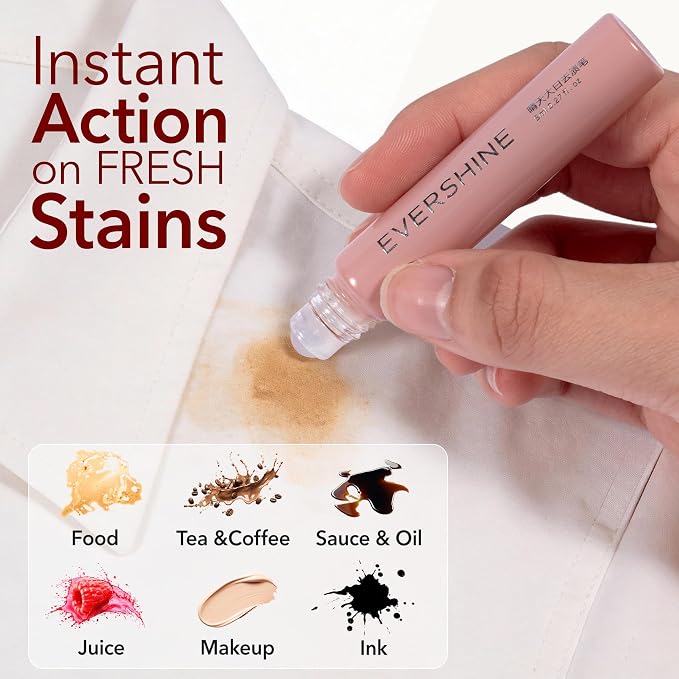 Instant Stain Remover Pen for Clothes, On-The-Go Stain Cleaner, Portable & Travel-Friendly Fabric Spot Cleaner, Effective Stains Removal for Food, Oil, Drink, Makeup & Grease