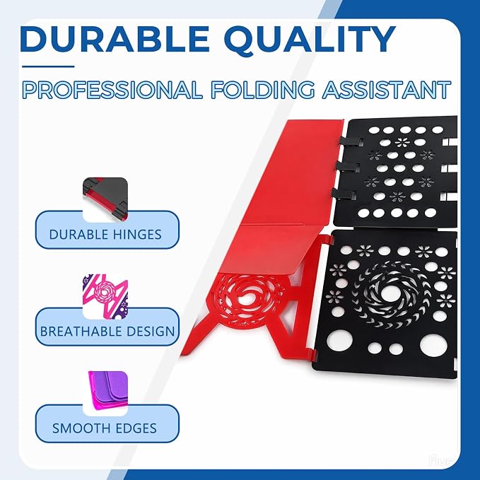 3Pack Foldable Laundry Board | Portable Shirt & Clothes Folder Organizer | Quick Folding Tool for Home & Travel（ Black Red, Cyan Blue and Pink Purple ）