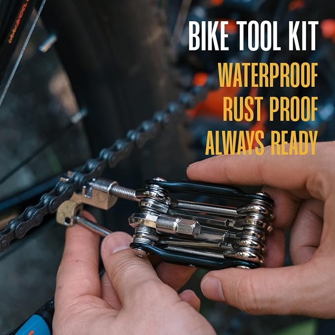 Bike Multitool - Bike Tool Kit -12 In 1 Lightweight Stainless Steel Bicycle Multi tool - Safety Locking, Survival Gear With Hex Key, Screwdriver, Chain Cutting Tool by Hayvenhurst