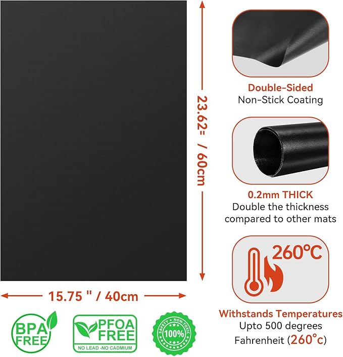 Oven Liners for Bottom of Electric Gas Oven - 3Pack Large Heavy Duty Oven Mat, Non-Stick Oven Floor Protector Liner, Reusable Heat Resistant Stovetop Air Fryer Grill Baking Mat Easy to Clean 23"x15.7"