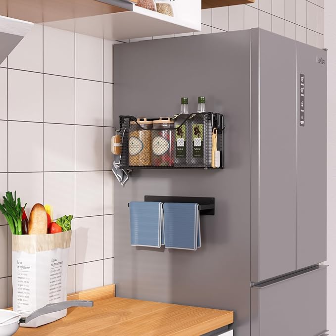 Magnetic Baskets Shelf Bins Organizer Holder Storage Rack Containers for Fridge, Whiteboard, Locker - Home Kitchen Laundry Office School