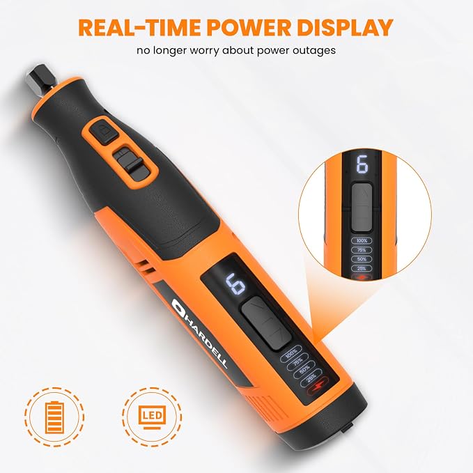 4V Cordless Rotary Tool Kit with 80Pcs, 4000mAh Long-lasting Battery | 6 Speeds 8000-28000RPM Rotary Tool with Digital Display for Cutting, Sanding, Polishing, Drilling, Engraving, DIY Crafts