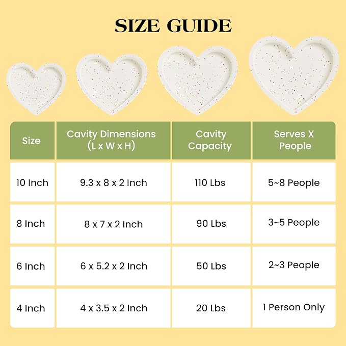 3 Pcs Silicone Heart Shaped Cake Pans 10 Inch 8 Inch 6 Inch Mini Small Large Heart Cake Pan Set Nonstick Silicone Heart Molds for Baking (Cream)