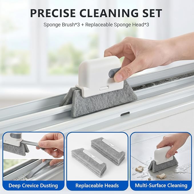 12pcs Magic Window Track Cleaner Tool, Sliding Door Tracks Cleaning Brush, Window Sill Seal Crevice Groove for Tile Lines Ac Vents Keyboards
