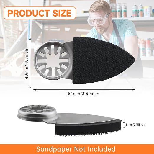 10 Pcs Oscillating Sanding Pad, Triangular Finger Sanding Pads, Finger Sanding Pad for Multi Tool Sanding Attachment Surfaces Polish, Deburring, Mechanical Maintenance Cleaning
