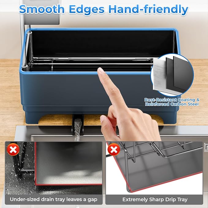Stainless Steel Sink Caddy, Sponge Holder for Kitchen Sink with Brush Holder and Towel Rack, Sink Organizer for Countertop, Soap Dispenser Kitchen Organizers Storage Essentials(Black)