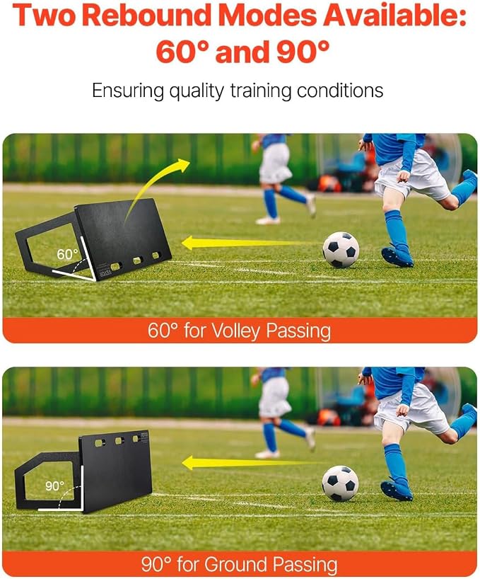 VEVOR Soccer Rebounder Board, Mult-Adjustable Angles Portable Soccer Rebound Wall, Foldable Kickback Board, Soccer Practice Equipment, Ideal for Kids & Adults Passing & Shooting Drills