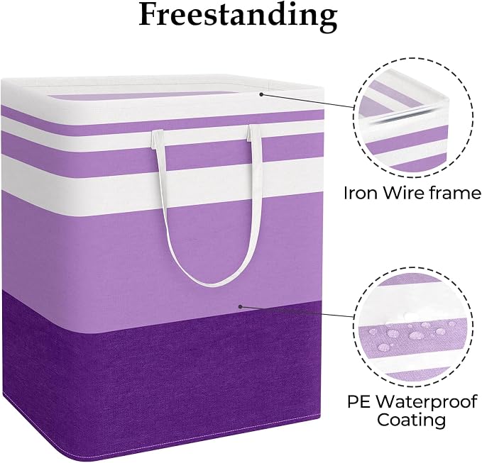 StorageRight Laundry Basket Hamper, 125L Collapsible Clothes Storage, Purple