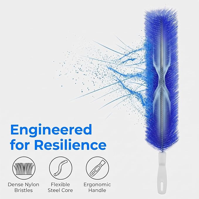 Fan Cleaning Brush, Flexible Dust Removal Brush, Reusable Microfiber Dust Collector, Cleans Without Disassembly, Suitable for Electric Fans, Louvers and Air Conditioning Vents (Blue + Gray).