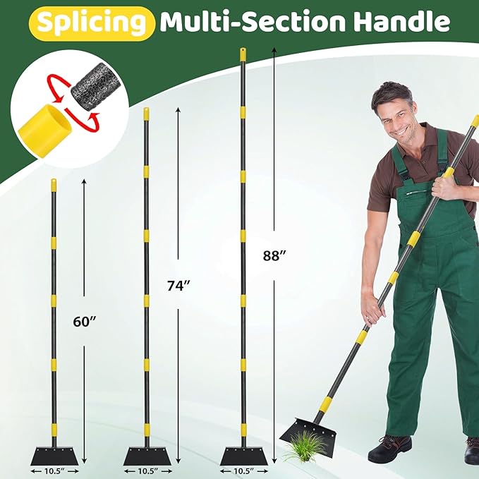 Ice Scraper, Snow Shovel, 2 Spades, 60" Detachable Garden Flat Shovel Scraper, Multifunctional Garden Cleaning Shovels,Heavy Duty Floor Scrapers for Weeding, Edging, Driveway Snow Ice Removal