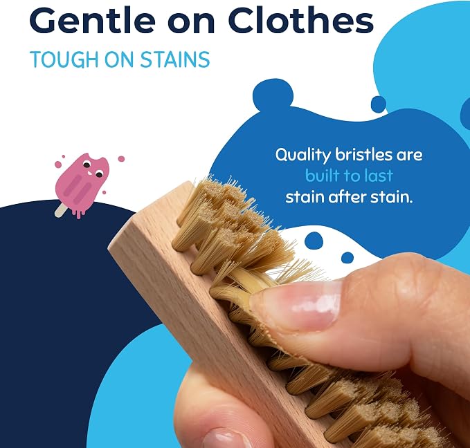 Miss Mouth's Messy Eater Laundry Brush for Stain Treating Fabrics | Gentle Fabric Scrub Brush for Spot Cleaning, Pre-Treating Stains & Delicates