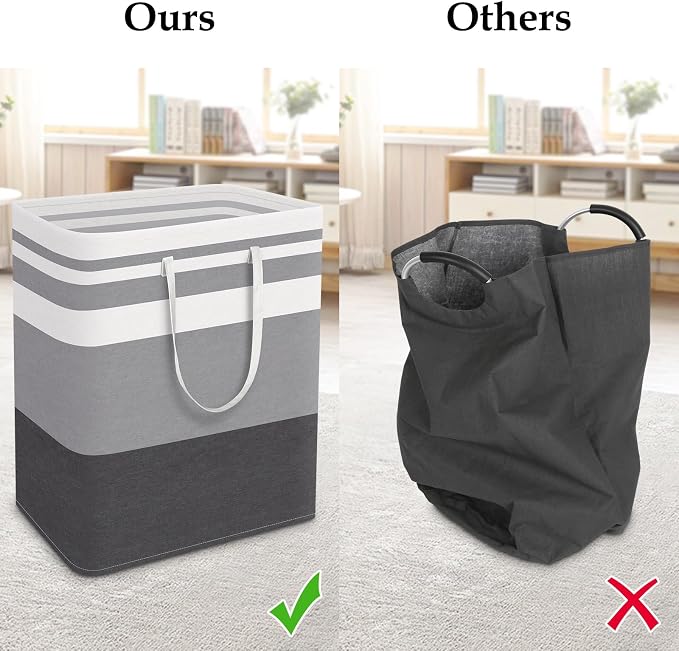 StorageRight Laundry Basket Hamper, 125L Collapsible Clothes Storage, Grey | Freestanding Clothes Hampers, Foldable design, with Easy Carry Handles, For Laundry, Bedroom, Dorm, Clothing, Towels, Toys
