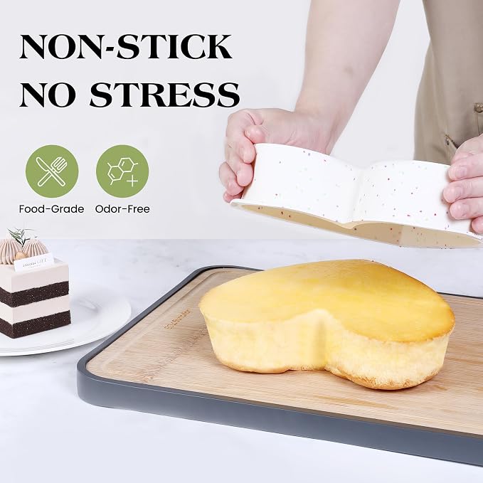 6 Inch Silicone Heart Shaped Cake Pans 2 Pcs Small Heart Cake Pan Set Nonstick Silicone Heart Molds for Baking (Cream)