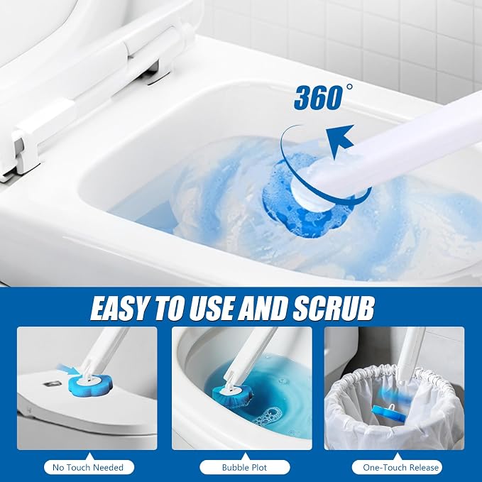 120 Count Disposable Toilet Brush Refills Pads for Most Toilet Wands | Prefilled Cleaning Deep-Scrubbing Toilet Pads, 3-Layer Sponge, For Bathroom Cleaning, Sinks, Tubs & Floor Drains