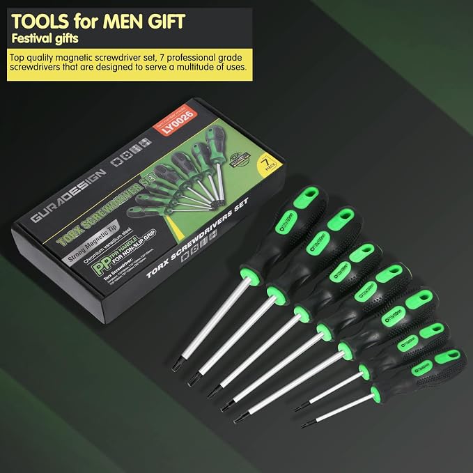 GURADESIGN 7PCS Magnetic Torx Screwdriver Set T8 to T30 Star Screwdrivers (7PCS TORX SCREWDRIVER)