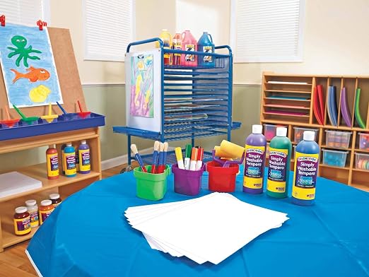 Children’s Factory Mobile Drying Rack for Classroom, Rolling Art Cart Organizer for Kids, Multi-Purpose, Blue