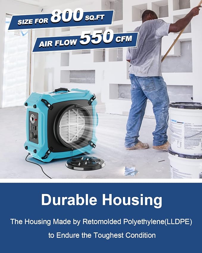 ALORAIR PureAiro HEPA Max 870 Air Scrubber 3-Stage Filtration,Negative Machine Air Scrubber | Professional Water Damage Restoration for Air Cleaner | up to 550 CFM