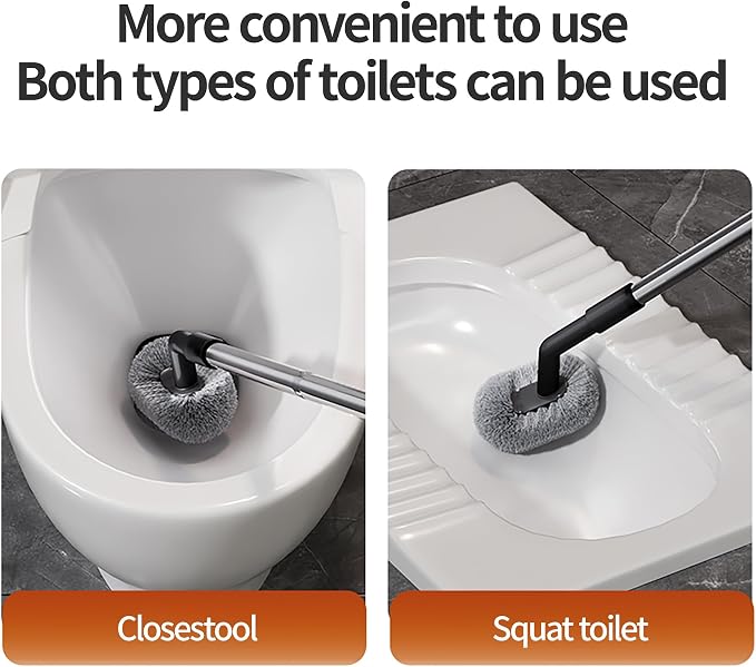 Stainless Steel Toilet Brush with Long Handle and 2- Durable Bristles, Magnetic Holder for Bathroom Deep Cleaning