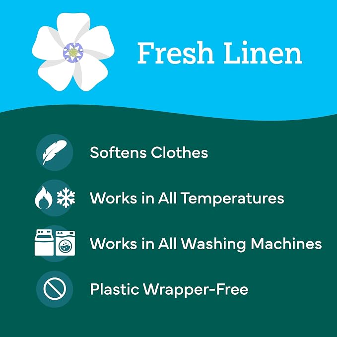 Tru Earth Fabric Softener Strips for Washing Machine, Alternative to Fabric Softener Liquid and Pods, Fresh Linen Scent Booster, Up to 64 Loads Per 32-Count
