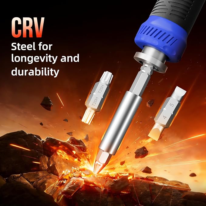 Multi ScrewDriver Set 26 in 1 All in One Adjustable Screw Driver | Telescoping Screw Driver with 12 Double Ended CRV Bits Phillips Slotted Torx Hex Portable Repair Kit for Home Bike Computer
