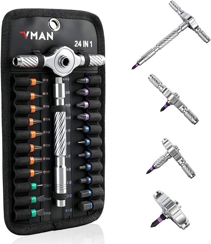 Ratchet Screwdriver Set, magnetic Screwdriver sets, S2 Steel Bits, DIY Combination Flexible Shaft, Suitable for Furniture Assembly, Precision Electrical Appliance Repair, Bicycle Tools