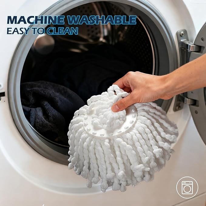 Spin Mop and Bucket Set,Masthome EasyWring Microfiber Spin Mop with 3 Mop Pads,Pedal Spinning Mops and Bucket with Wringer Set for Floor Cleaning - Home & Office Suitable