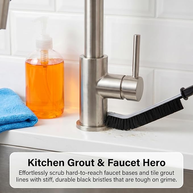 4 Pack Crevice Cleaning Brushes Hard Bristled Grout Brush Tool For Scrub Small Spaces Kitchen Toilet Bathroom Corner Sink Window Tracks Hinges Tile Multifunctional Gap Scrubbers Deep Clean Tools Black
