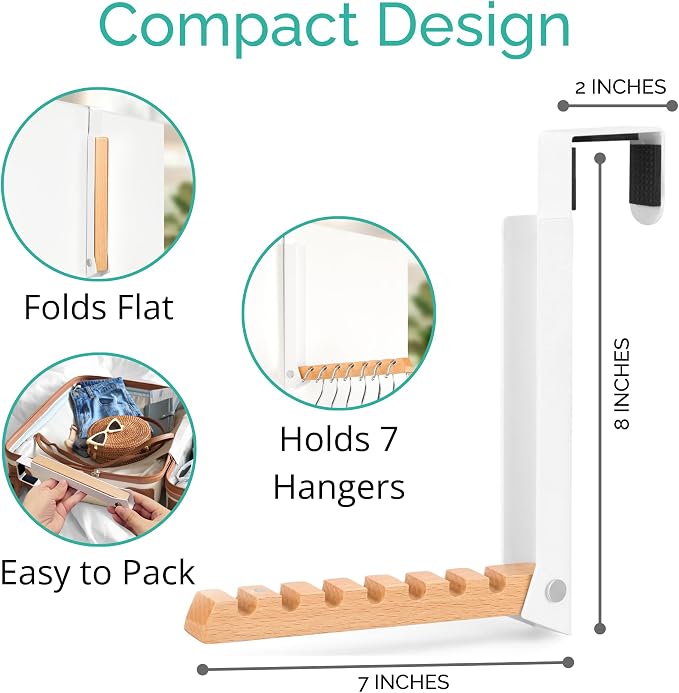 TERRA HOME Over The Door Clothes Hanger – Portable Retractable Travel-Friendly Laundry Room Hanging Rack – Convenient Over The Door Drying Rack for Laundry Ease - 2PCS (White)
