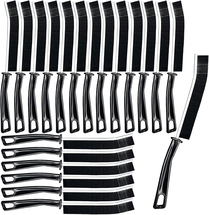 AcceLeah 20Pcs Crevice Cleaning Brushes, Hard Bristle for Dead Corners | Hard bristle crevice brushes with alloy handle, great for cleaning stubborn dead corners in bathrooms and kitchens.