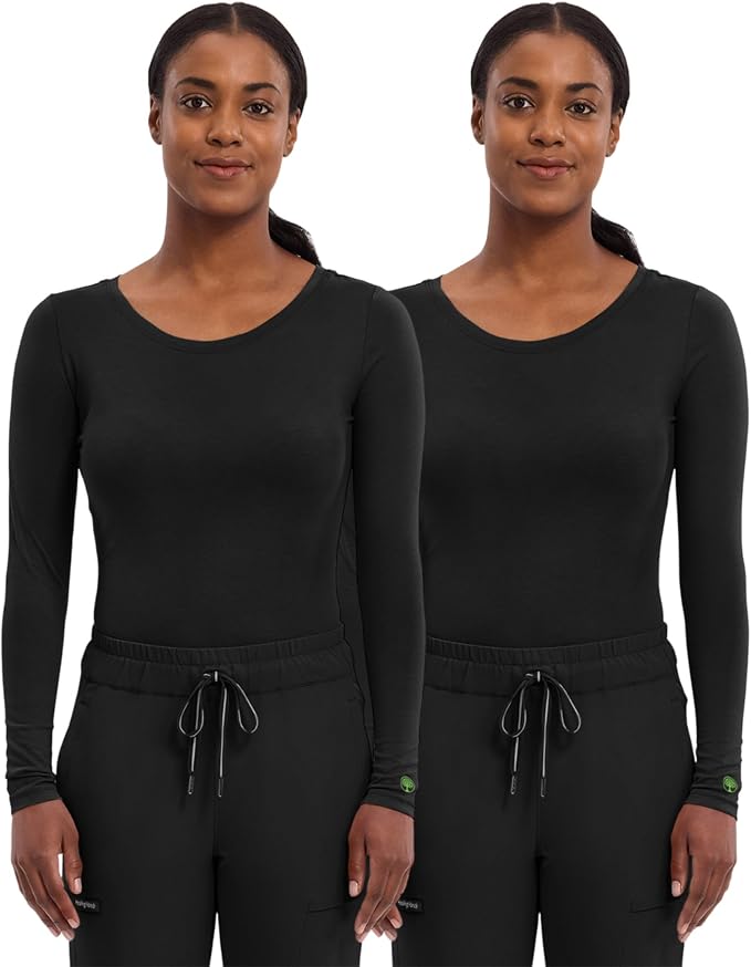 Healing Hands Underscrub Long Sleeve Women Knits Scrub Tops | Soft Cotton Blend Knit, Breathable Stretch Comfort, Machine Wash, Easy Care Fabric, Ideal For Layering Under Scrubs