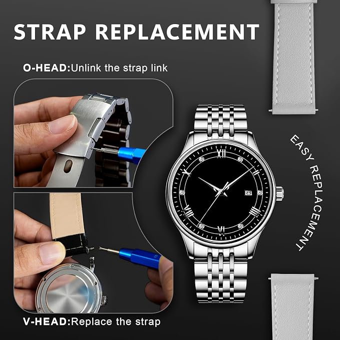JOREST Watch Repair Kit + Watch Press Tool, Battery Replacement, Strap Adjustment, Wrench Opening Back Cover, Case Opener/Closer, Link Remover Sizing Bracelet, Screwdriver Band Pin Removal, Spring Bar