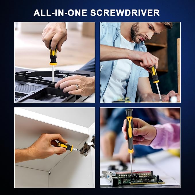 Magnetic Screwdriver Set with Case, All-in-One Repair Tool Kit for Everyday Home Fixes, Furniture Assembly & Electronics Repair, Precision Screwdrivers, Bits & Flexible Shaft