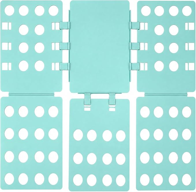 Shirt Folding Board, Shirt Folder - Folds Hoodies, Jeans & Shirts, Cyan | Quick garment folding, heavy duty for thick clothes, for adults & kids, compact foldable design, no assembly required