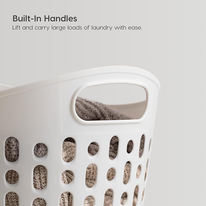 IRIS USA Plastic Laundry Hamper, 27L- 3 PK, Flexible, Ventilation, White | Laundry Baskets for Bedroom Bathroom Apartment Dorm, Blankets Pillows Trinkets Storage