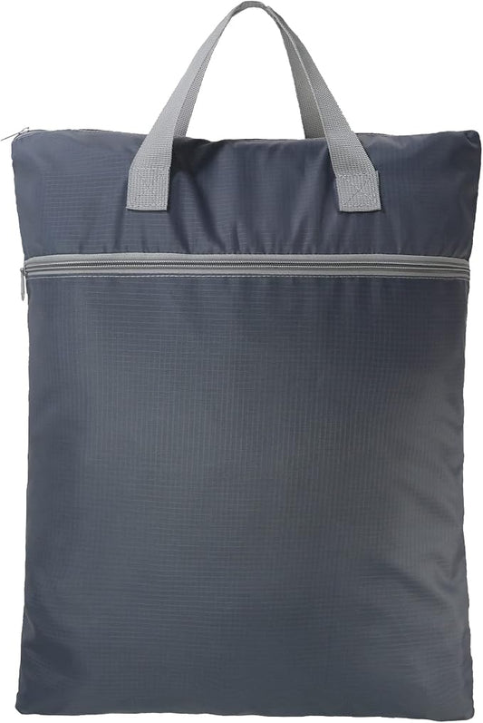 BeeGreen Grey Travel Laundry Bag with Handles & Zipper Pockets Dirty Clothes Hanging Laundry Hamper Heavy Duty Collapsible for College Dorm Gym Beach Pool Swimsuit