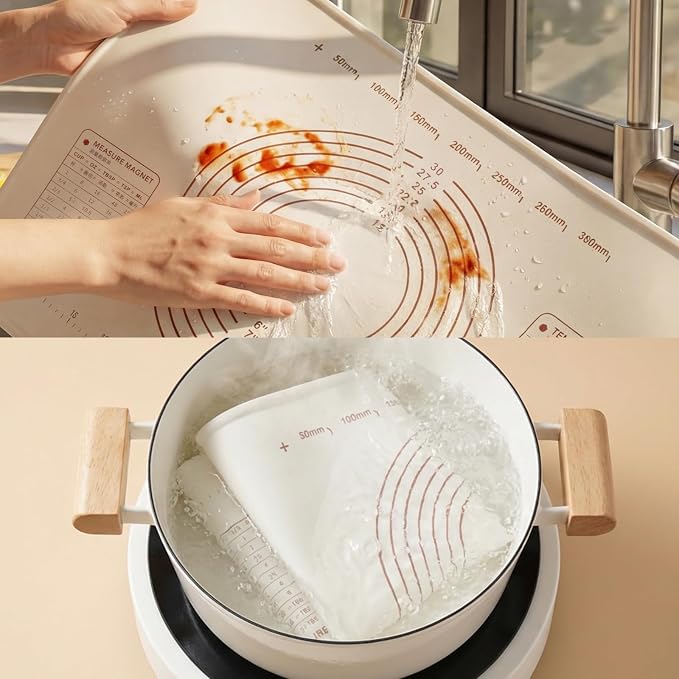 Silicone Baking Mat with Raised Edge – Perfect for Pastries, Bread, Cookies, Pizza, Fondant and Pasta (31"L x 24"W)