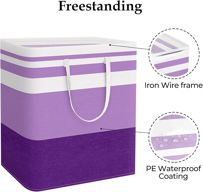 StorageRight Laundry Basket Hamper, 100L Collapsible Clothes Storage, Purple