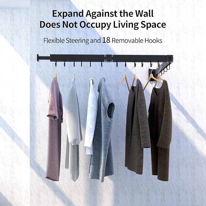 Kelisiting Foldable Clothes Drying Rack, 2 Fold Laundry Drying Rack Wall Mount, [No Drilling] Folding & Durable Space Saver for Laundry, Balcony, Bathroom, Patio, Dormitory, Apartment-White