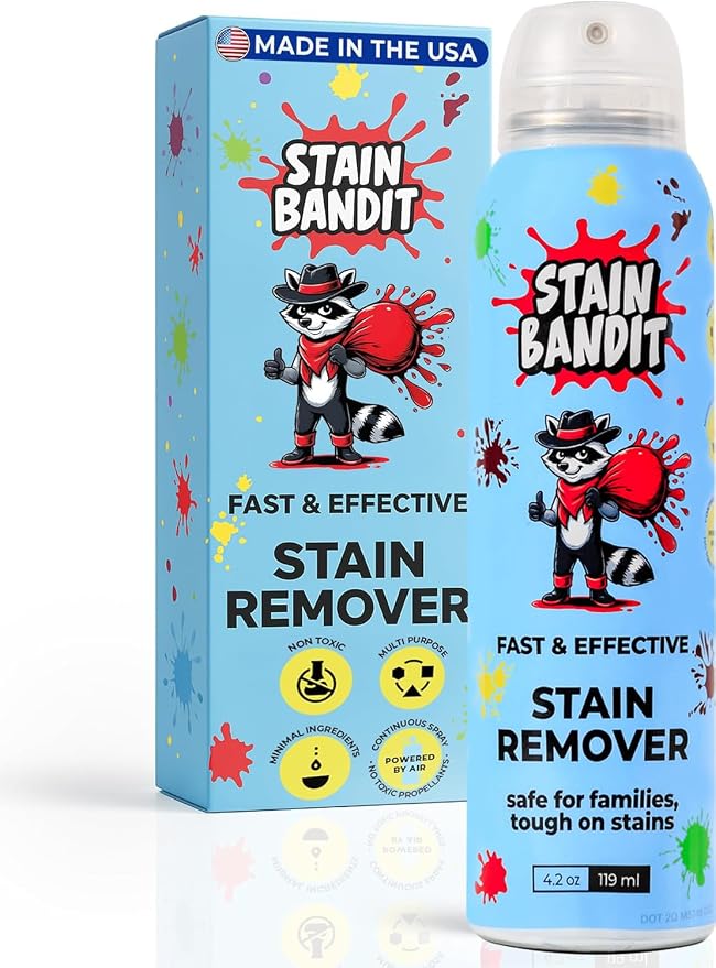 Stain Remover Spray, 360° Continuous Spray Bottle, 4.2 Oz (Pack of 1) | Non-Toxic, Stain Remover Family Safe Formula, Effective Stain Cleaning Spray for Clothes, Carpet, Seats, Friendly Packaging